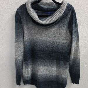 Apt 9 Ombre Sweater Black White Grey Cowl Knit